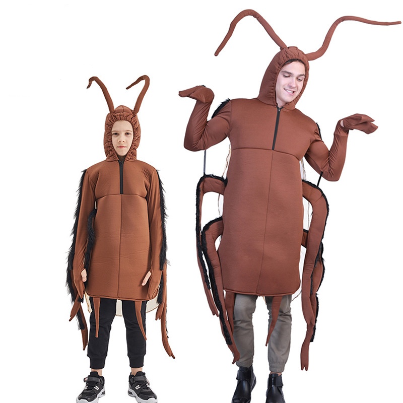 Animal cockroach cosplay costume halloween funny christmas jumpsuit for adults boys girls stage performance carnival uniform