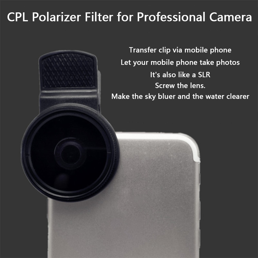 37MM With Clip Durable Polarizer Phone Circular Camera Universal Accessories Black Lens Portable CPL Filter