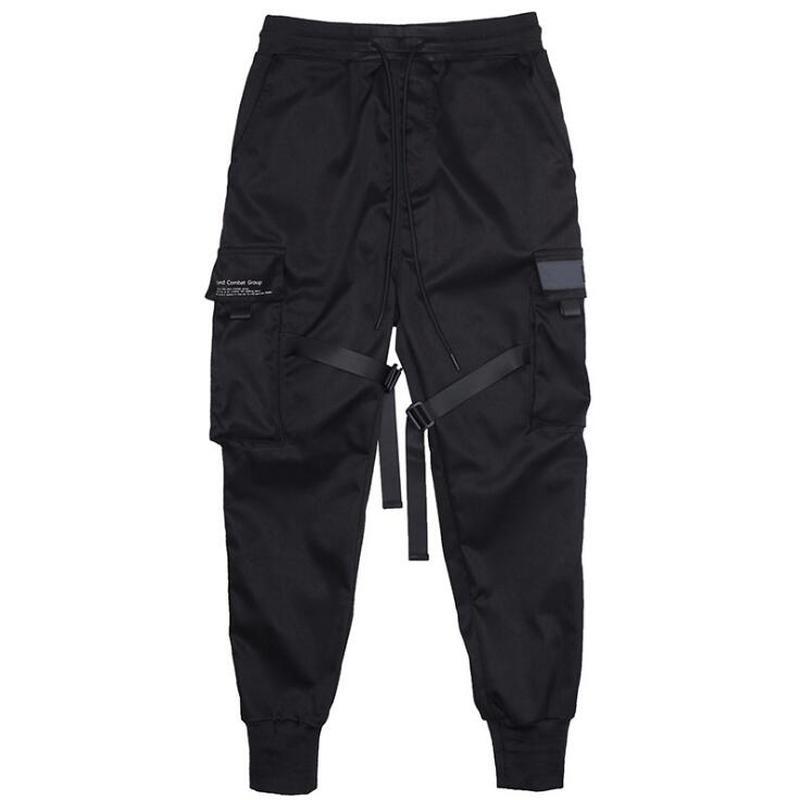 Cargobukser joggers mænd sorte haremsbukser multi-pocket bånd mande joggingbukser streetwear afslappede bukser elastisk talje herrebukser