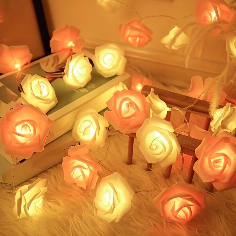 Pink Rose String Lights For Bedroom Battery Operat... – Grandado