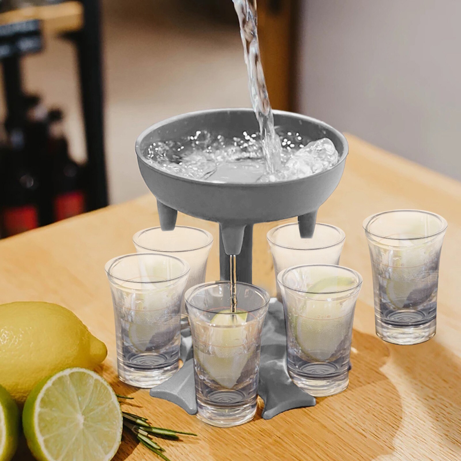 6 Borrelglas Dispenser En Houder-Dispenser Voor Vullen Vloeistoffen, Schoten Doseer Liquor Dispenser Party Games Drinken Gereedschap: gray