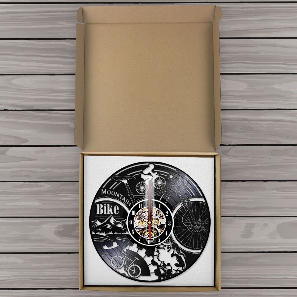 Mountain Biking 3D Deco LED Light Remote Control Adventure Bicycle Longplay Record Wall Clock Watch Vinyl Record Reloj Pared