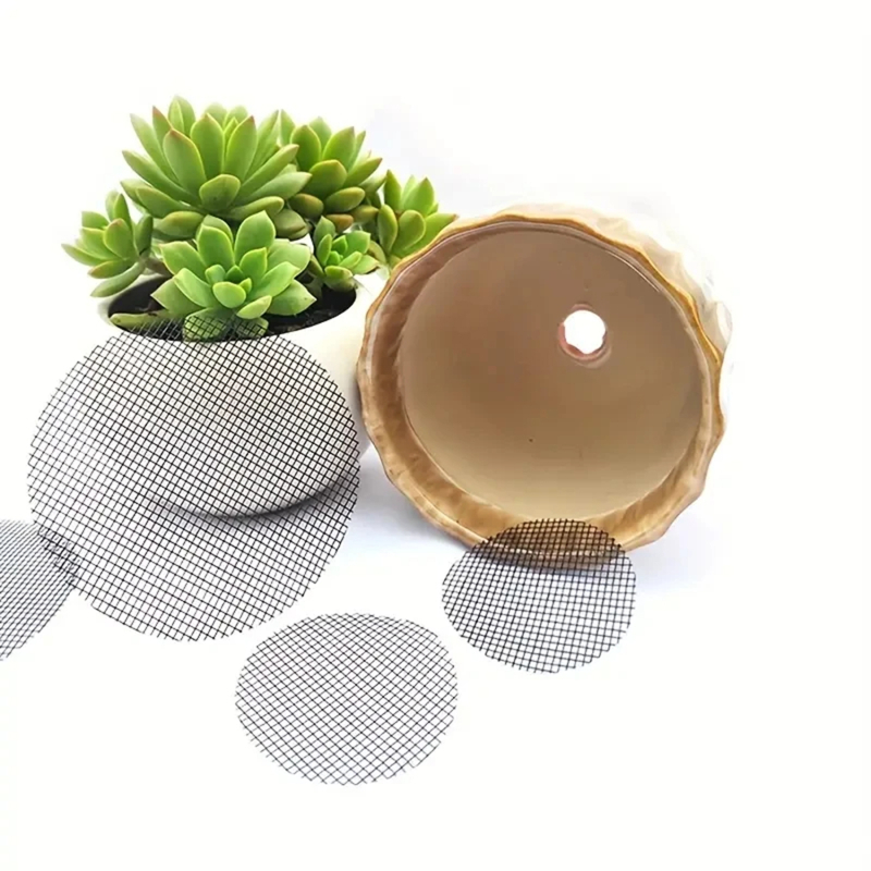 Pot Hole Mesh Pad Grid Round Drainage Hole Screen For Pot Bottom Prevent Soil Loss Bonsai Flower Plant Gardening Tools