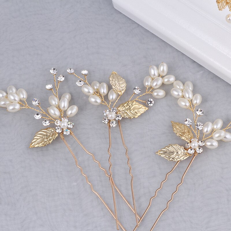 Tiara de novia dorada hermosa y diademas para mujer accesorios para el cabello de Mujer Accesorios para el cabello para la boda: Golden Hair pins