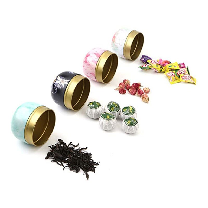 Mini Tea Storage Containers Tea Coffee Tins Flowers Pattern Food Storage Box for Herb Candy Chocolate Sugar Spices Candle