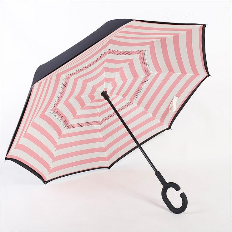 Double couche inversé parapluie voitures réversible parapluie c-crochet imperméable inversé pliant inversé Chuva parapluie: 10
