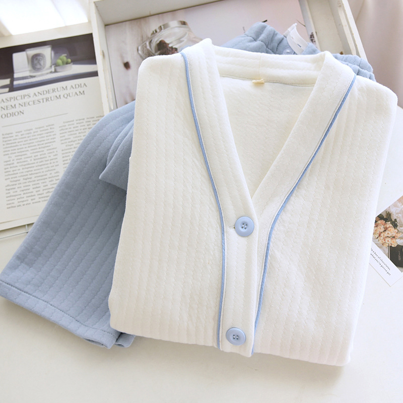 Neue Schwangere Frauen Pflege Pyjamas Set Verdickt Baumwolle Haft Kleidung Pijamas Winter Warme Stillen Hause Kleidung Anzug