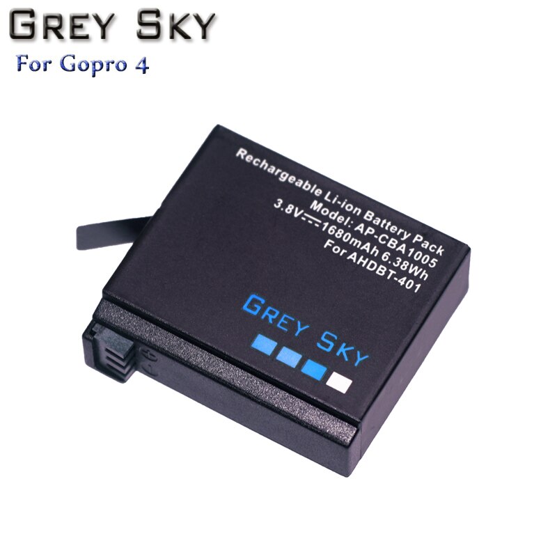 4 Uds. Batería AHDBT-401 de 1680mAh para Gopro Hero 4 batería AHDBT401 go pro 4 + cargador USB LED de 3 puertos para cámara GoPro Hero4 HERO4