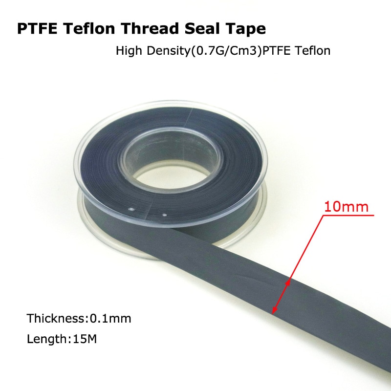 Air Pipe PTFE Teflon Thread Seal Plumbing Tape High Density Best 1 Roll 15M - BLACK