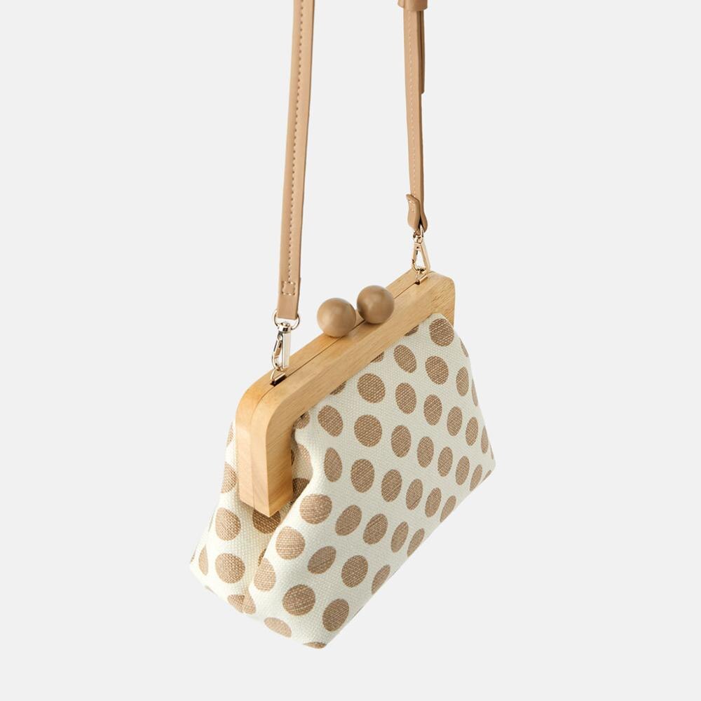 Punkt Holz Clip Taschen Für Frauen Leinwand frauen Schulter Tasche retro Kisslock Hülse Umhängetaschen Kupplung Geldbörsen