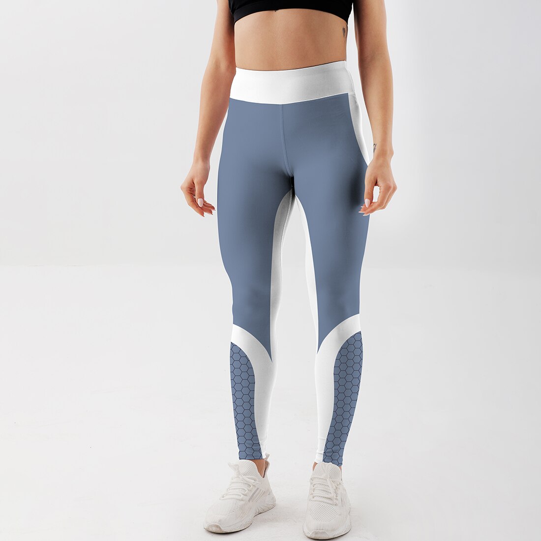 mesh mønster skrive ut leggings Fitness leggings til kvinner sportslig trening leggins elastisk slank svart hvit bukser Fitness: Jk1w-004 / Xxl