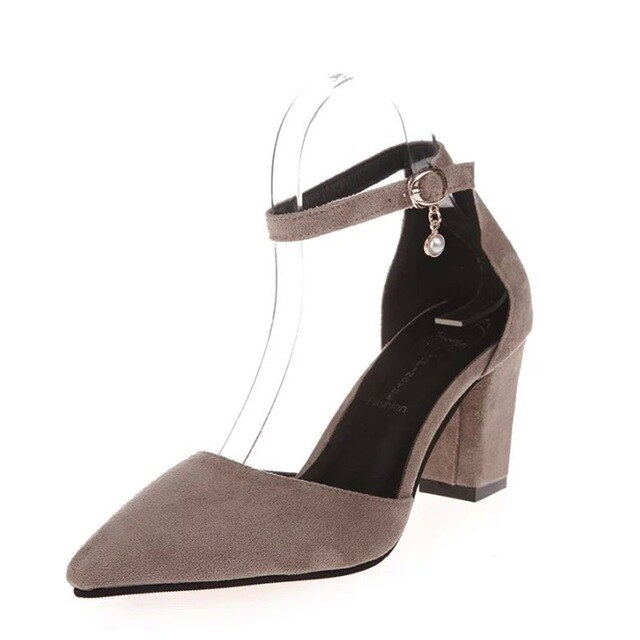 Høje hæle nyeste kvinder pumps sommer kvinder sko tyk hæl pumps komfortable sko kvinde platform sko: Khaki / 4.5