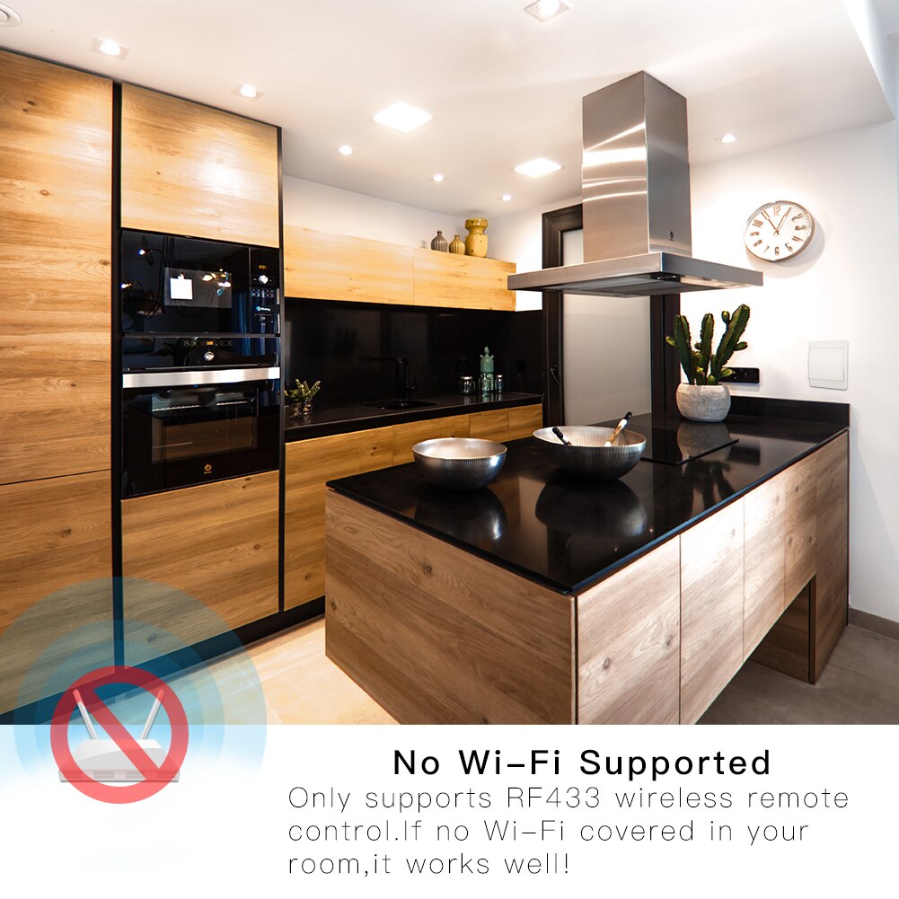 RF433 Wireless Self Powered Remote Control Smart Switch No Battery Needed No Wire.Wall Panel Transmitter Rocker Push Button