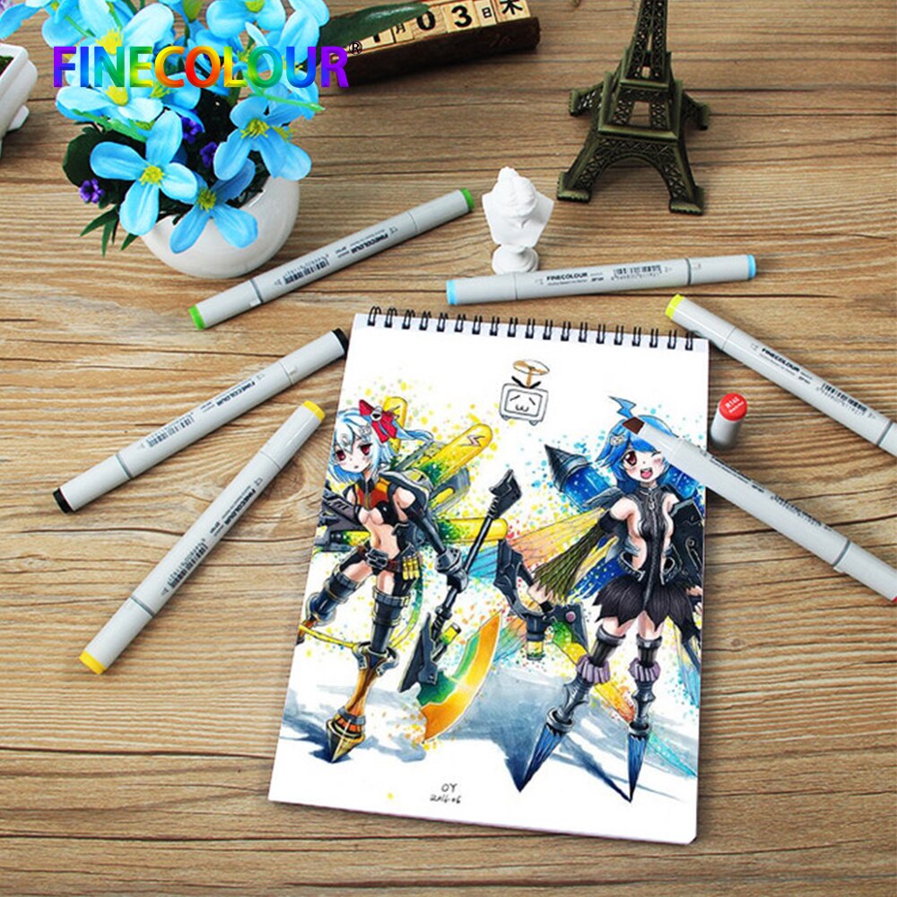 Finecolour  ef101 160 farver kunstmarkør pen skitse manga grafisk maling permanente markører til studerende kunstforsyninger