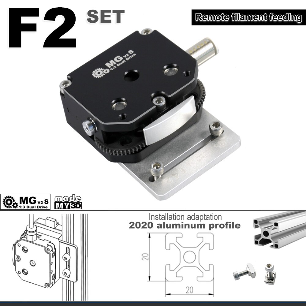 F2 Set OMG V2S Extruder Full Metal Dual Drive 2times Powe Extrusion For ENDER Upgrade Direct: F2-black-set