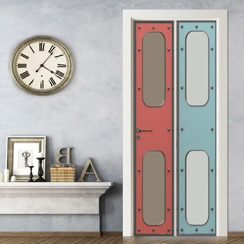 Modern Door Sticker Children's Bedroom Study Room Vinyl Door 3D Murals Self-Adhesive Waterproof 3D Wall Sticker Poster