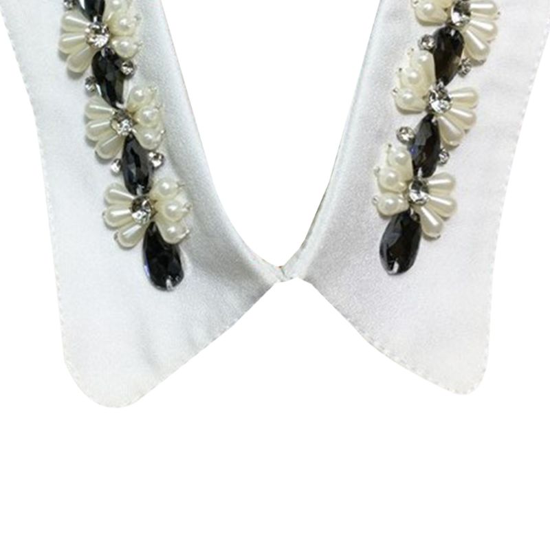 Frauen Dame Nachahmung Perle Gefälschte Kragen Abnehmbaren Geschmack Verschluss Revers Halskette 649C