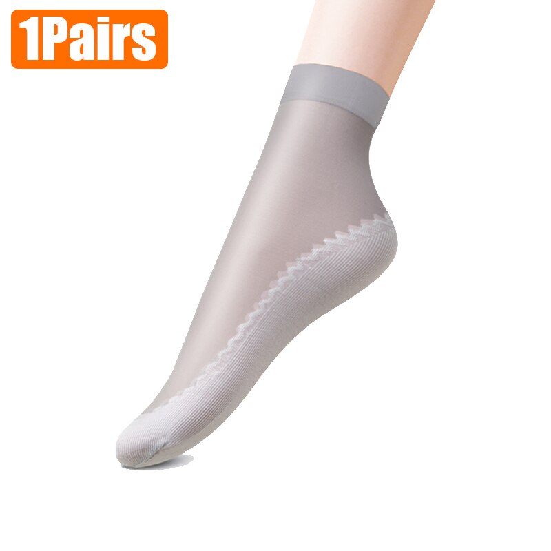 4Pairs Lente Zomer Fluwelen Zijde Vrouwen Sok Katoen Onderkant Avondmaal Zachte Klassieke Ultradunne Comfortabele Transparant Casual Sokken: 1 Grey