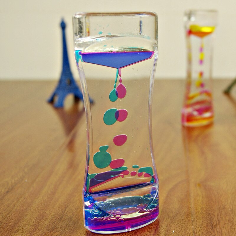 Floating Color Mix Illusion Timer Liquid Motion Visual Slim liquid Oil Glass Acrylic Hourglass Timer Clock Ornament Desk