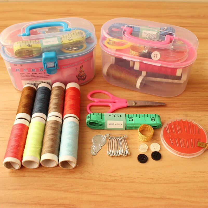 1 Set Sewing Kit Storage Box for Needlework Storage and Home Decorations, Needles Sewing Thread Pins Thimble for DIY Apparel