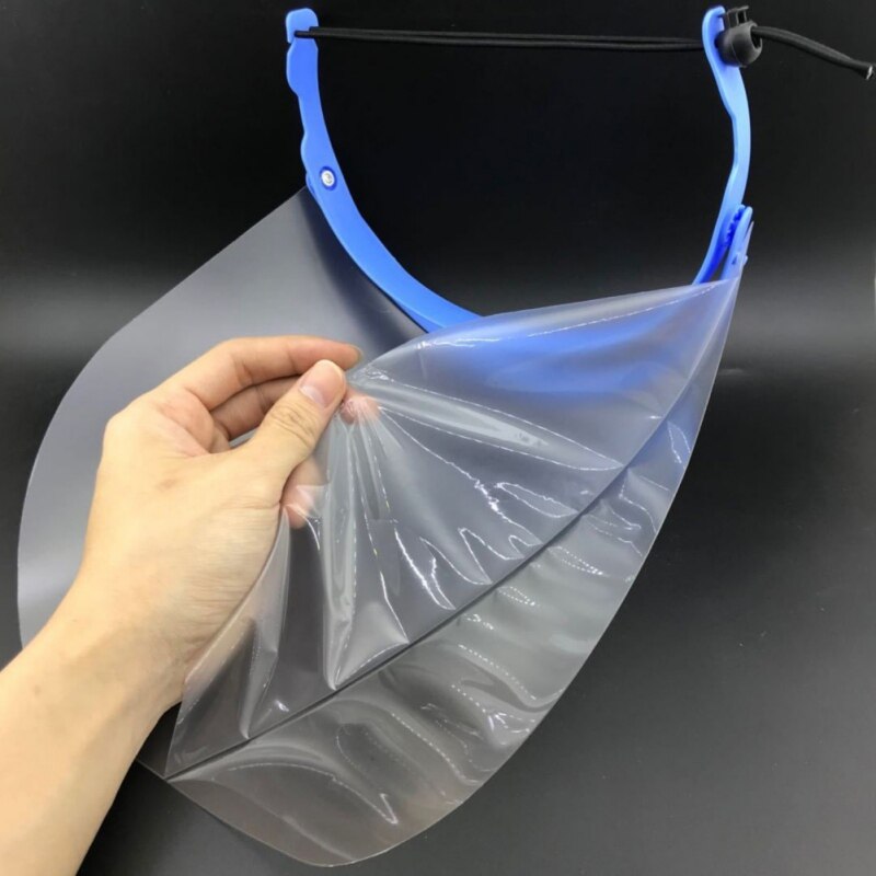 PET plastique cuisine Anti gouttelette poussière huile chaude Spary plein visage bouclier gouttelette coupe-vent visage bouclier lavable résistant à l'huile