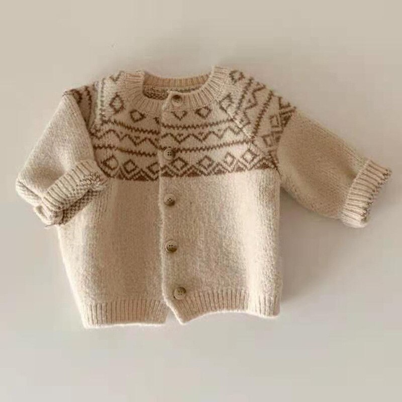 Baby zur Seite fahren Mädchen Jungen Winter Frühling Strickjacke Korea Stil Beige Braun betroffen Baby Kleidung Kleinkind Geboren oben Outfit: Beige / 100-3T