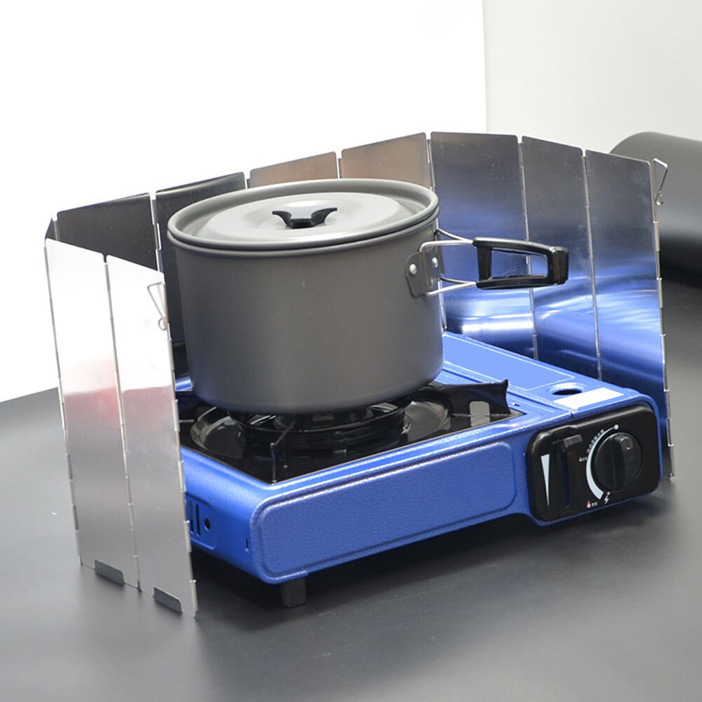 10 Plates Strong Wind Shield Deflector Folding Windscreen Guard Outdoor Camping Barbecue Picnic Stove Burner Furnace Protection