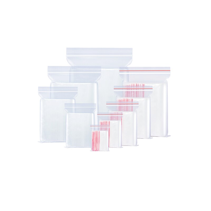 100PCS/LOT Resealable Zip Lock Bags Self Seal Clear Plastic Poly Bag Food Storage Package Reclosable Vacuum Fresh Bag