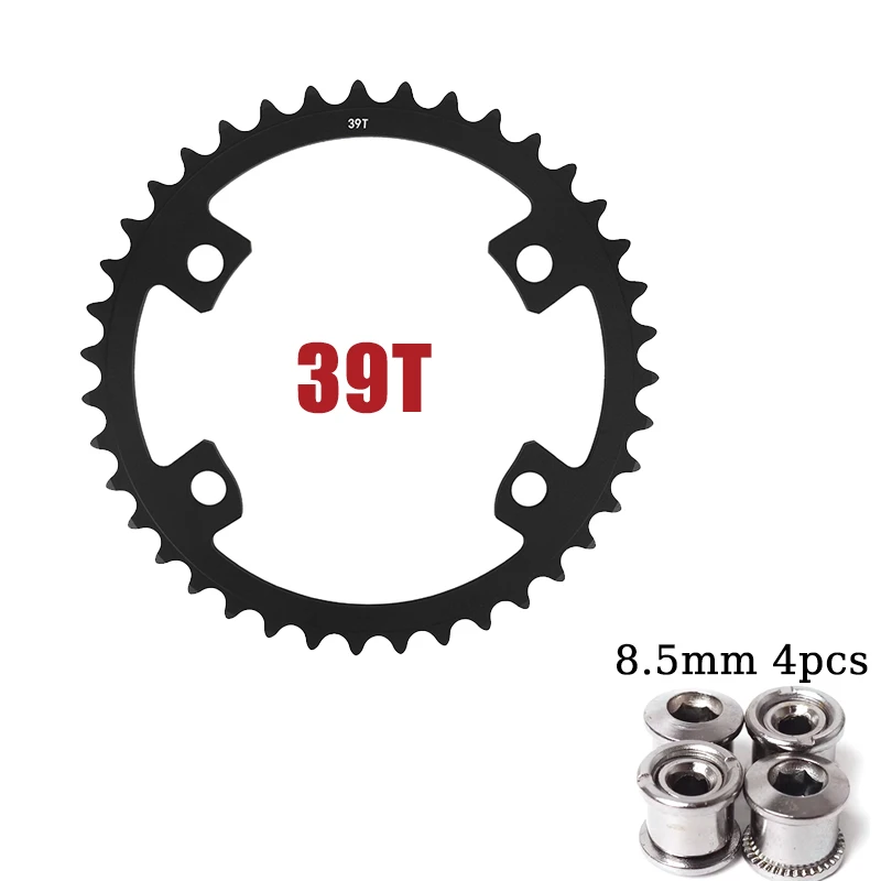BUCKLOS Bicycle Chainwheel 110BCD Bike Crown Chain Ring Road Bike Double Chainring 50-34T 52-36T 53-39T 4/5 Claws Tooth Plate: Red