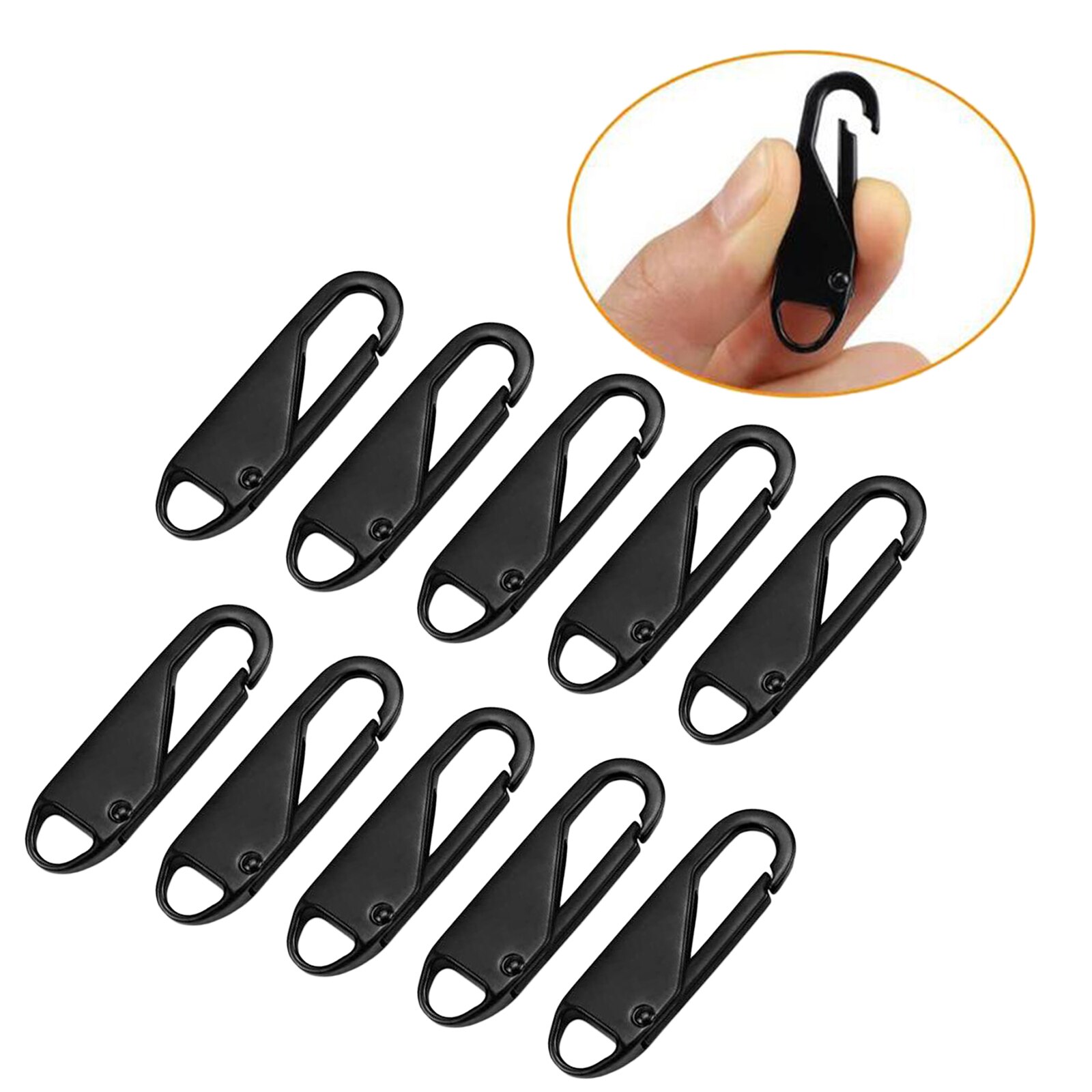 10 Pieces Zipper Pull Replacement Zipper Repair Kit Zipper Slider Pull Tabs: Black