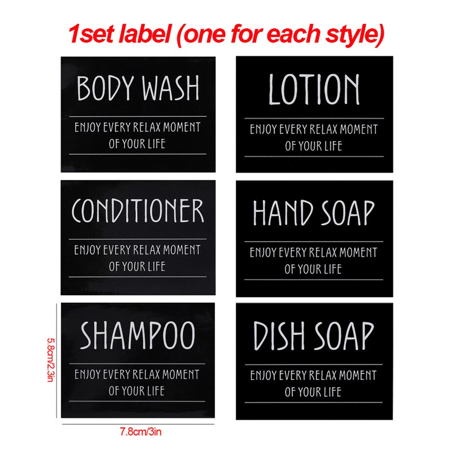 Soap Dispenser Sticker Set Shampoo Bodywash Conditioner Labels Removable Waterproof Unique Bottle Stickers Bathroom Accessories: 1