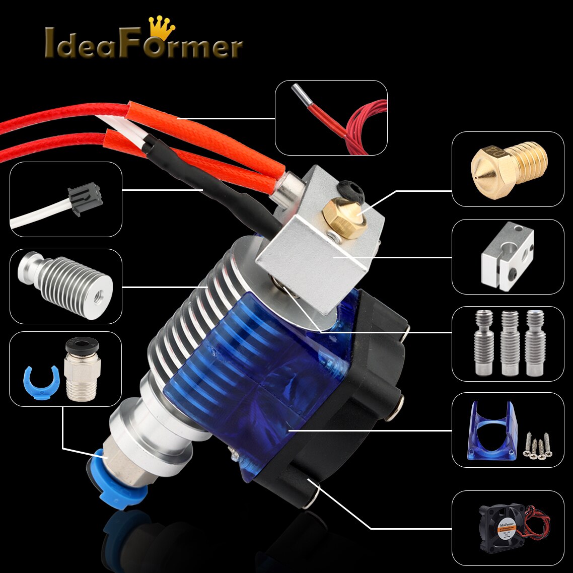 Extrusora Bowden V6 Hotend mejorada de 1,75mm, 12V/24V, cabezal de impresión remoto de larga distancia, j-head para piezas del Kit de impresora 3D E3D PT100.