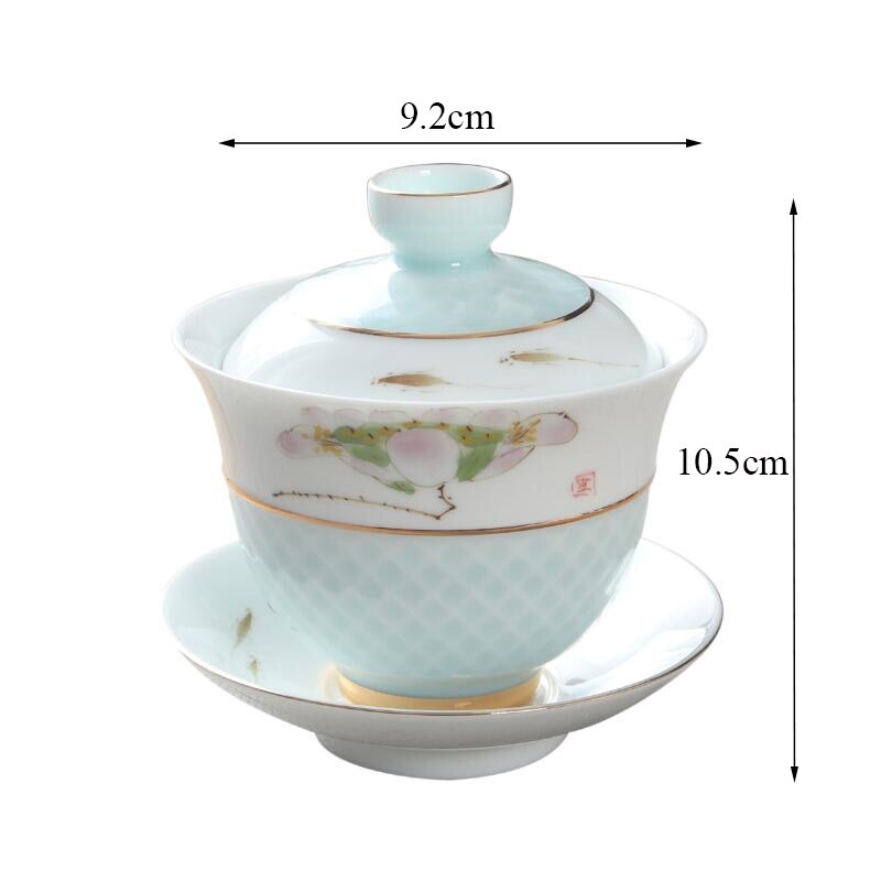 Kinesisk håndlavet keramik gaiwan hvid porcelæn kontor te kop bærbar rejse te skål håndmalet kung fu te sæt drikkevarer