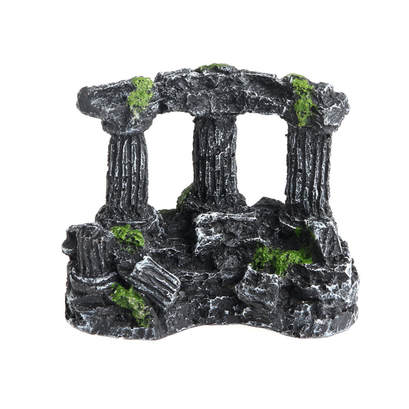 Resin Rome Square Stone Pillars Aquarium Landscaping Fish Tank Decor Tri-Columns: Default Title