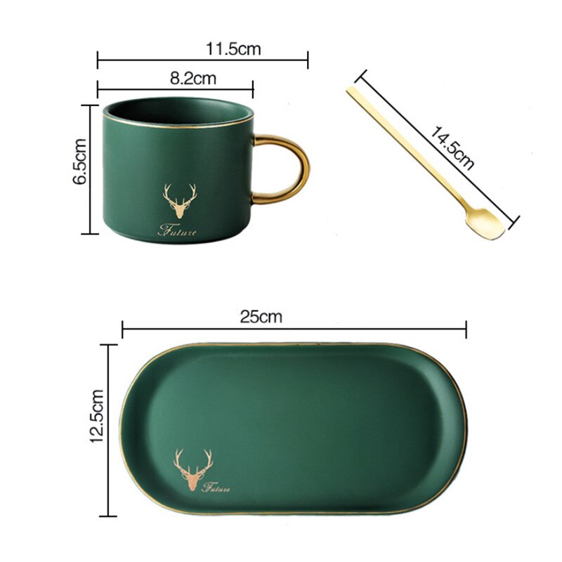 European Phnom Penh Ceramic Coffee Cup with Saucer and Spoon Sets Tea Cup Milk Breakfast Mugs Dessert Plate Cake Tray Drinkware