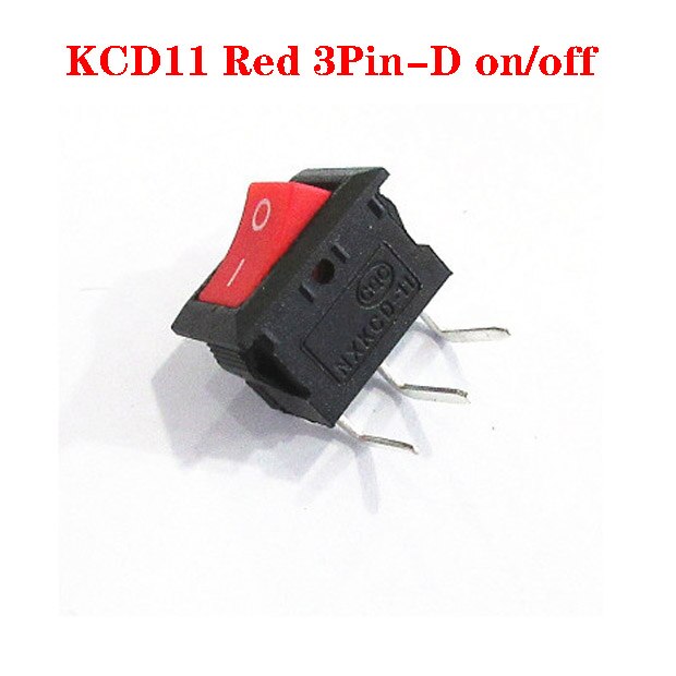 Interruptor de botón 20 piezas para barco, pulsador de encendido y apagado, 10x15mm, k, 2 pines/3 pines, pies curvados, 3A, 250V, KCD11, negro, rojo y blanco: Red 3Pin-D