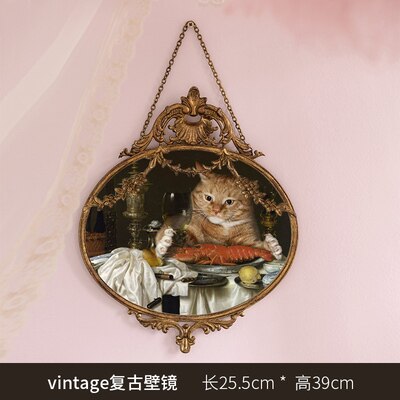 Aesthetic Art Mirror Hanging Living Room Decorative Japanese Gold Frame Antique Mirror Hallway Deco Chambre Room Decor: Style B