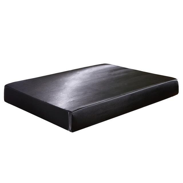 72 soie Drap Housse sur bande élastique couleur unie Housse matelas draps de lit 8 taille Drap Housse de Matela reine roi Drap de lit: Black / 180x200cm