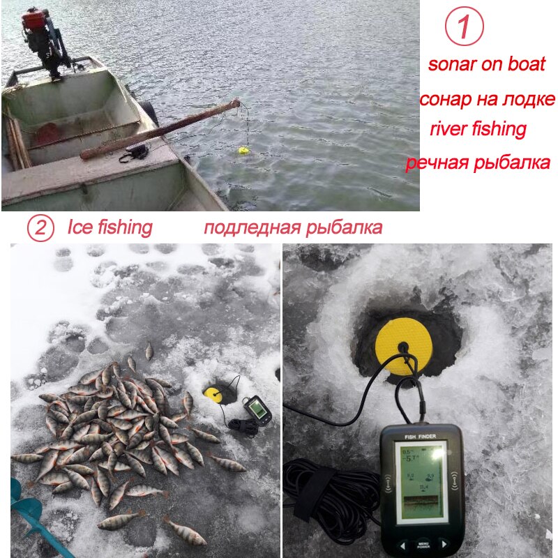 Erchang XF02 Ice Fishing Portable Fish Finder Sonar Echo Sounder 100M Alarm Fishing Fishfinder Transducer