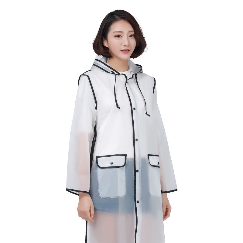 Gjennomsiktig regnfrakk herre og dame regnfrakk plus size hette antisivings vindjakke motorsykkel regntrekk camping unisex poncho: Svart / Xxl