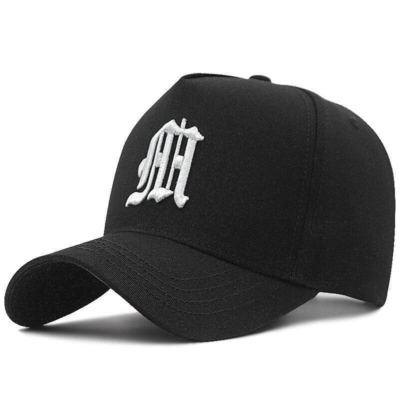 Volwassen Vier Seizoenen Hoge Top Katoen Big Size Baseball Cap Man Vrouw Plus Size Snapback Hoed 56-60cm 60-65Cm: black white / M 56-60cm