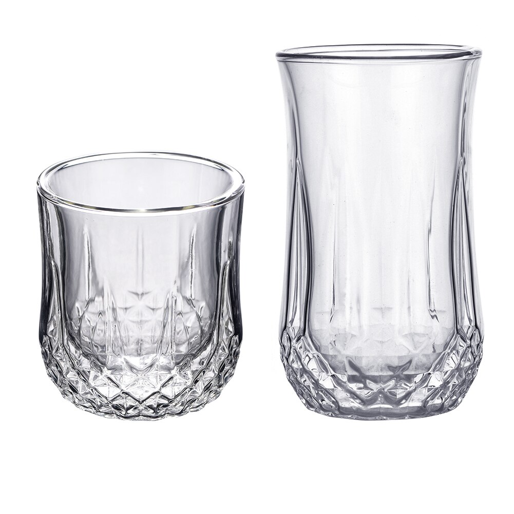 Värmebeständig dubbelväggtransparent glas whisky cocktail ölglas tjock bas hushållsvatten glas kopp för kaffe mjölk te
