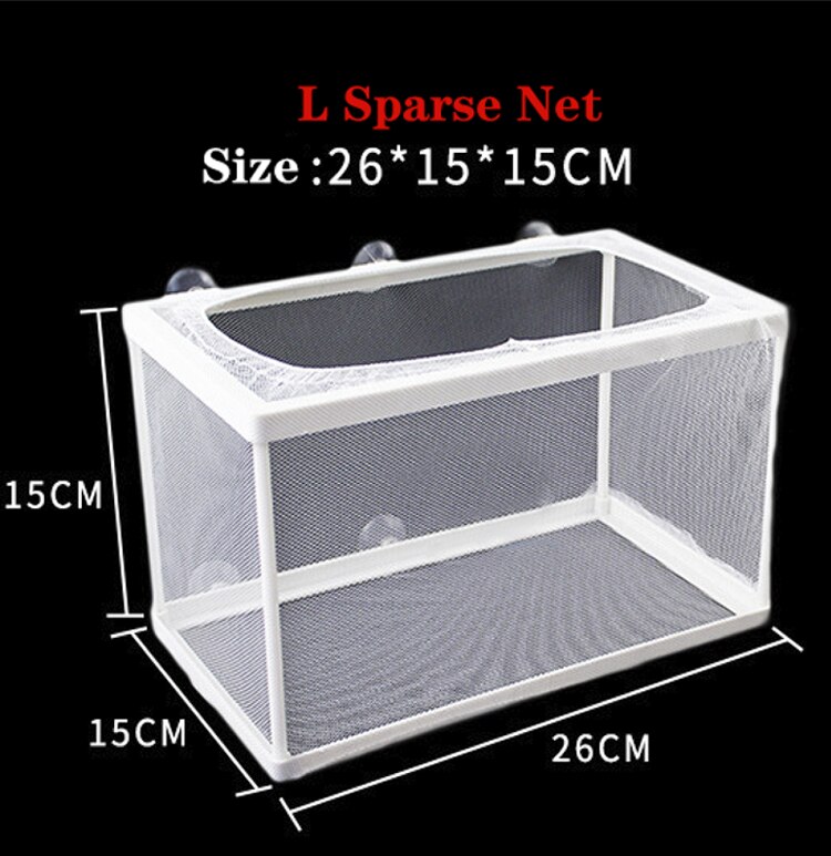 Fish Breeding Box, Acrylic Fish Isolation Box with Suction Cups, Aquarium Acclimation Hatchery Incubator for Baby Fishes Shrimp: L Sparse Net