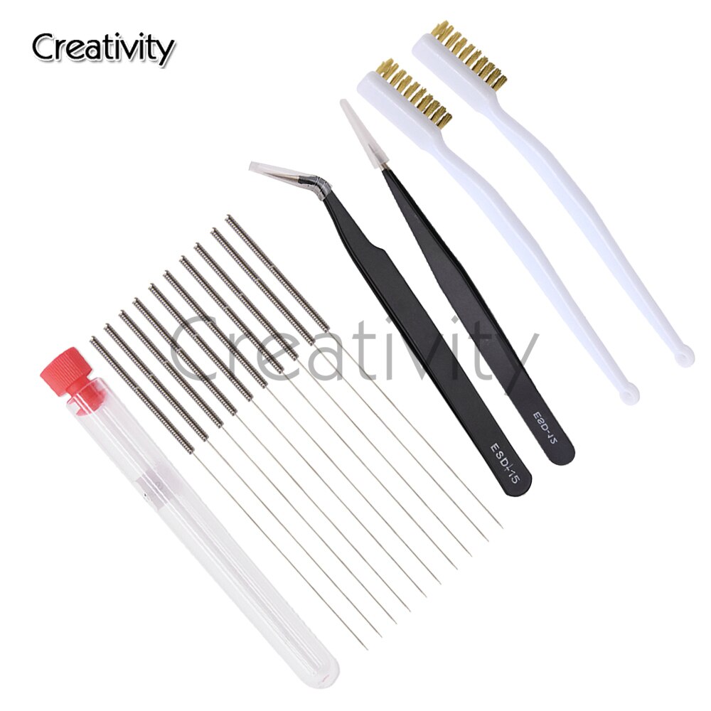 10pcs/lot 3D Printer Parts Stainless Steel Nozzle Cleaner Hotend Cleaning Needle Drill Bit Brush Tweezers Tool Kit for Ender 3