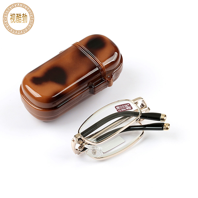 Gafas de lectura plegables elegantes y portátiles para mujer, patillas plegables con estuche, Clip para cinturón, gafas para presbicia: Negro / +100