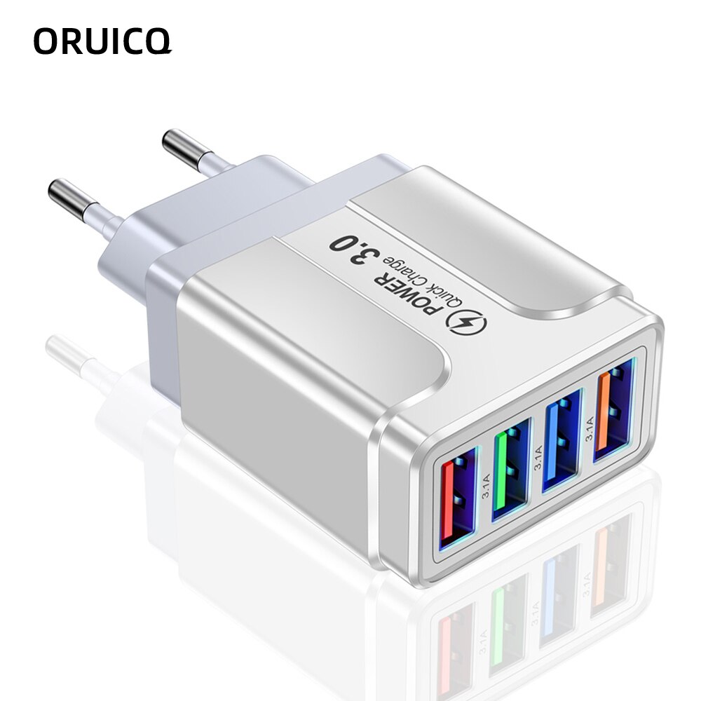 Cargador USB 3,0 de carga rápida para móvil, adaptador QC 3,0 para Xiaomi, iPhone X, enchufe europeo y estadounidense