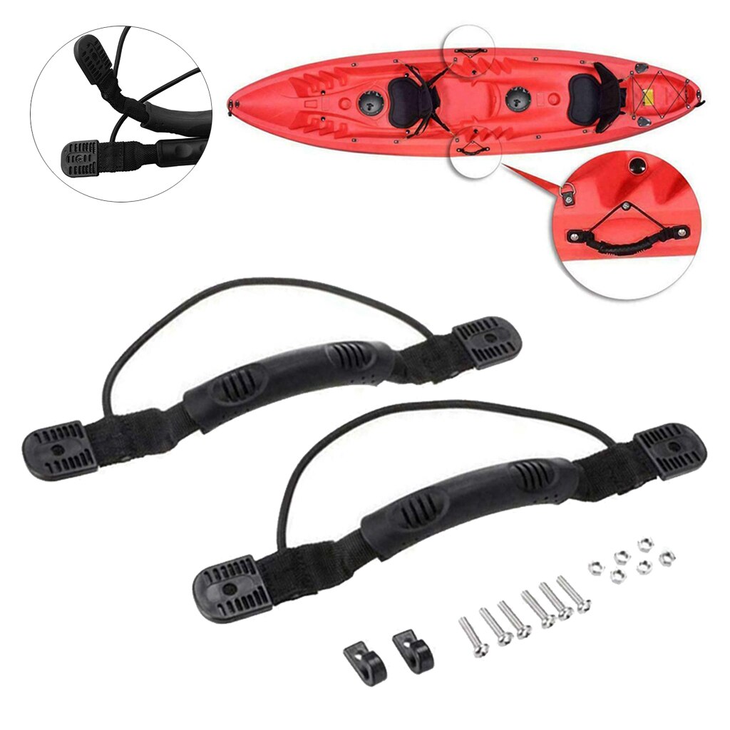 2 Replacement Rubber Kayak Carry Handle Hardware with Bungee Cord for Canoe Boat