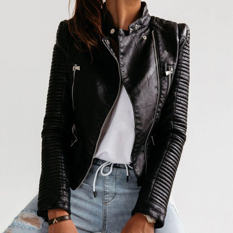 Chaqueta de cuero sintético para mujer, prendas de vestir de cuero sintético, estilo gótico Punk, temporada primavera otoño