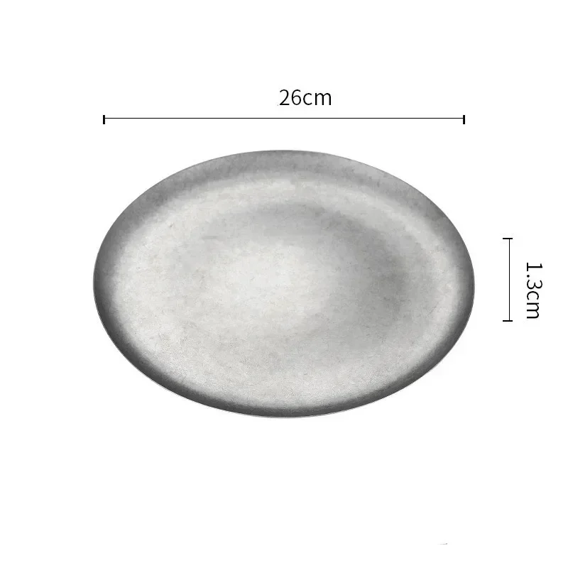 304 ronde vintage dessertbord Creatieve steak Pastaplaat Roestvrij staal Eettafel Taartbak Ondiepe borden set Japanse gerechten: green