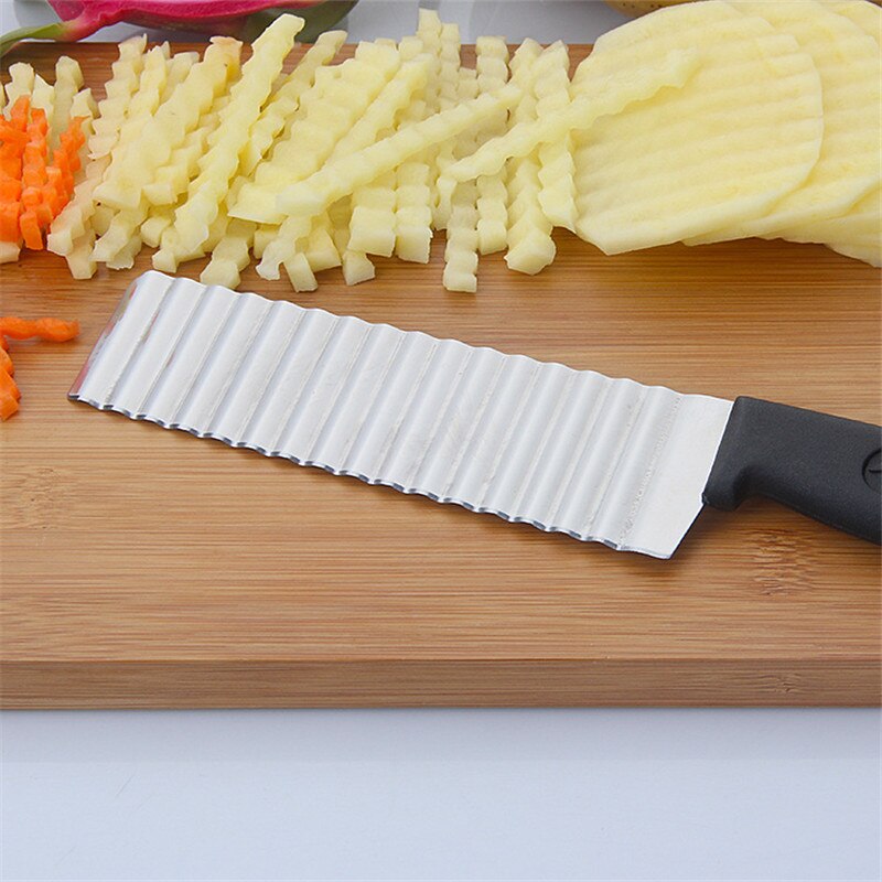 Potato French Fry Cutter Stainless Steel Serrated Blade Slicing vegetable Fruits slicer Wave Knife Chopper Kitchen Accessories